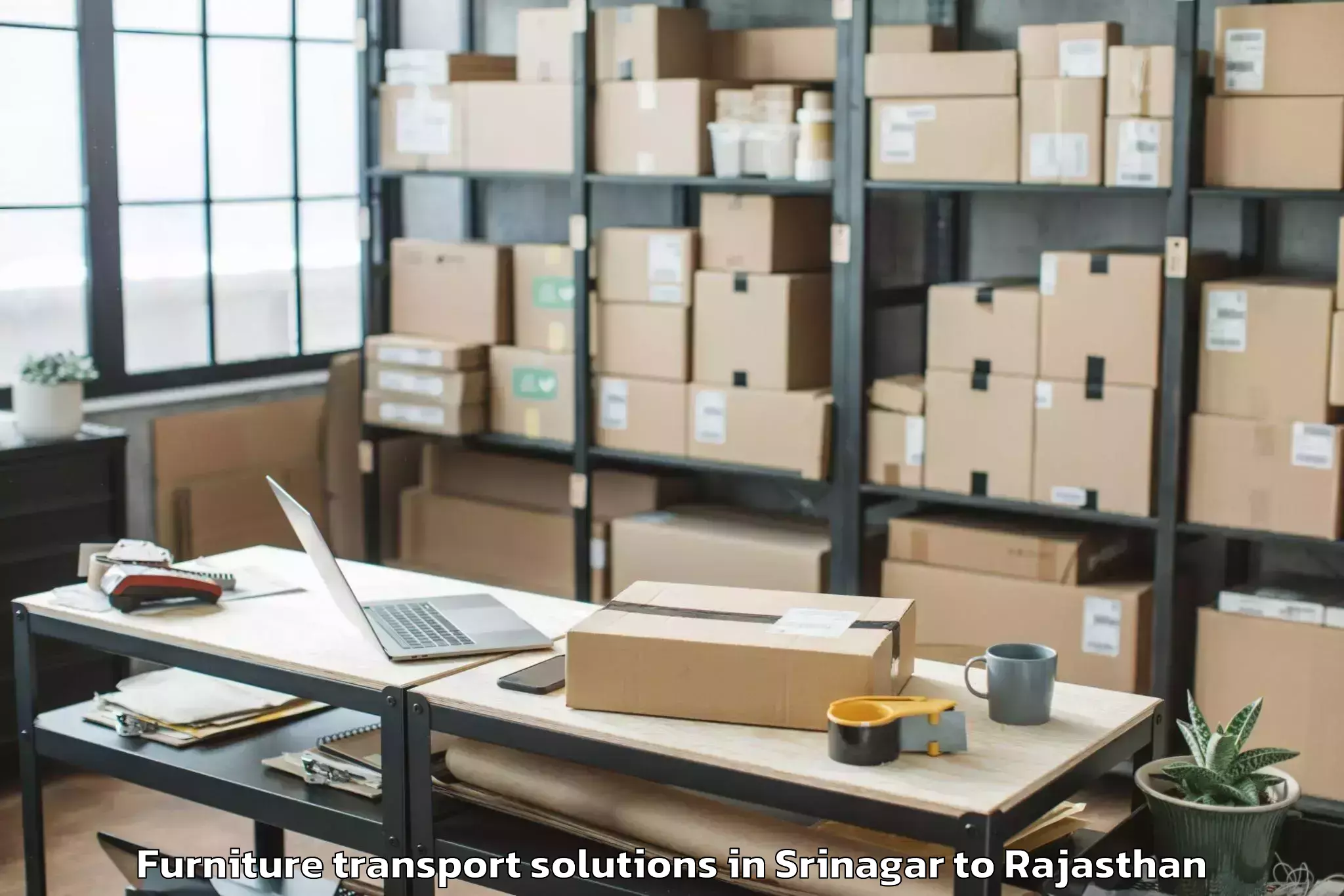 Get Srinagar to Jalor Furniture Transport Solutions